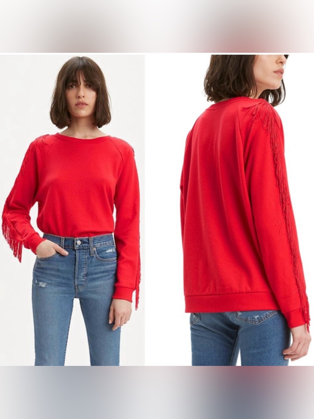 Levi's Reese Red Crewneck Fringe Sweatshirt